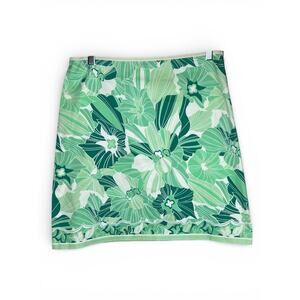 Gianni Bini Green Floral Mini Skirt Size 6 Spring Resort Golfcore